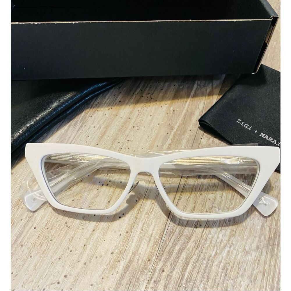 Zigi + Marais Modern Marilyn Blue Light Blocking White Eye Glasses